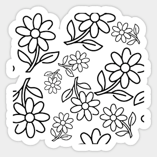 DAISY PATTERN PINK AND BLACK | FLORAL PATTERN Sticker